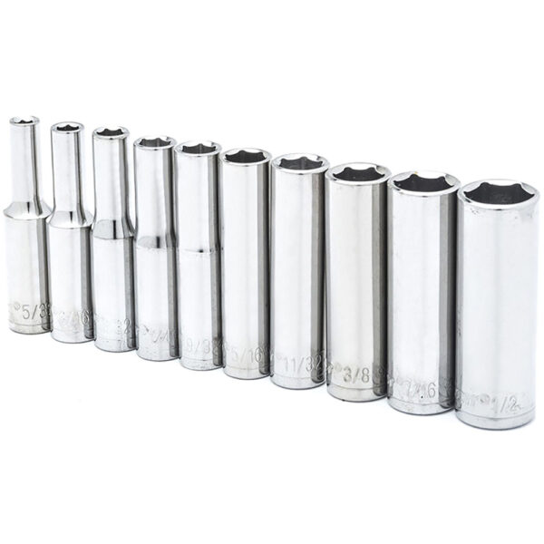 CSAS10N Crescent 10 Pc. 1/4'' Drive 6 Point Deep SAE Socket Set