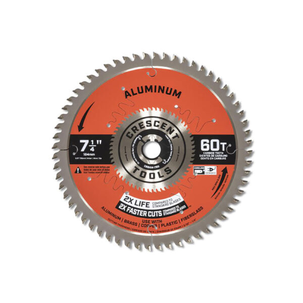 CSBAM-760 Crescent 7-1/4'' x 60-Tooth Medium Aluminum Circular Saw Blade