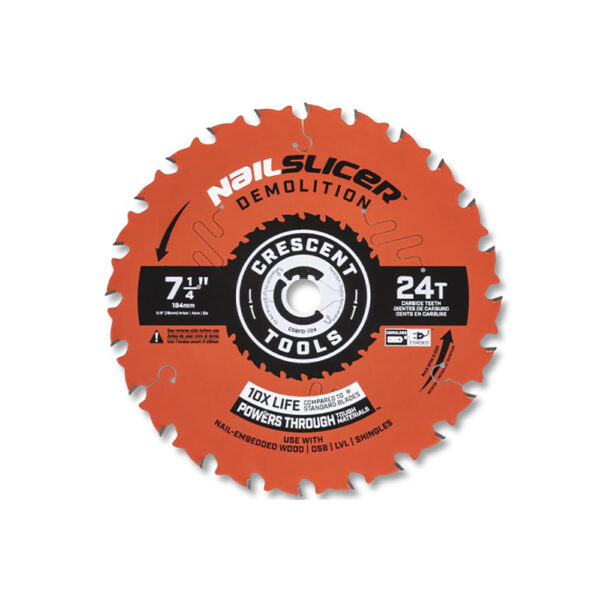 CSBFD-724 Crescent 7-1/4'' x 24-Tooth NailSlicer Demolition Circular Saw Blade