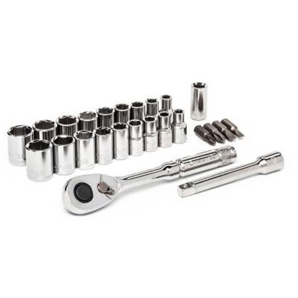 CSWS1C Crescent 25PC 1/4'' Drive 6 Point SAE/Metric Mechanics Tool Set