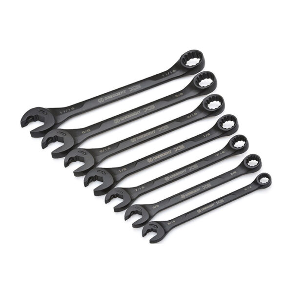 CX6RWS7 Crescent 7 Pc. X6 Black Oxide Spline Open End Ratcheting Combination SAE Wrench Set