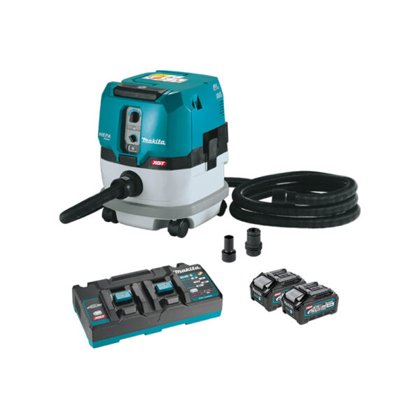 GCV02PMX Makita 40V max XGT Brushless Cordless 2.1 Gallon HEPA Filter Dry Dust Extractor Kit, AWS Capable (4.0Ah)