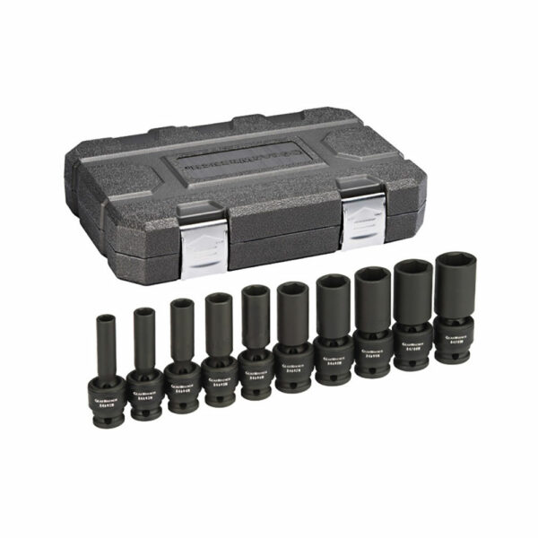GearWrench 84943N 10pc 1/2'' Drive 6 Point Deep Universal Impact SAE Socket Set