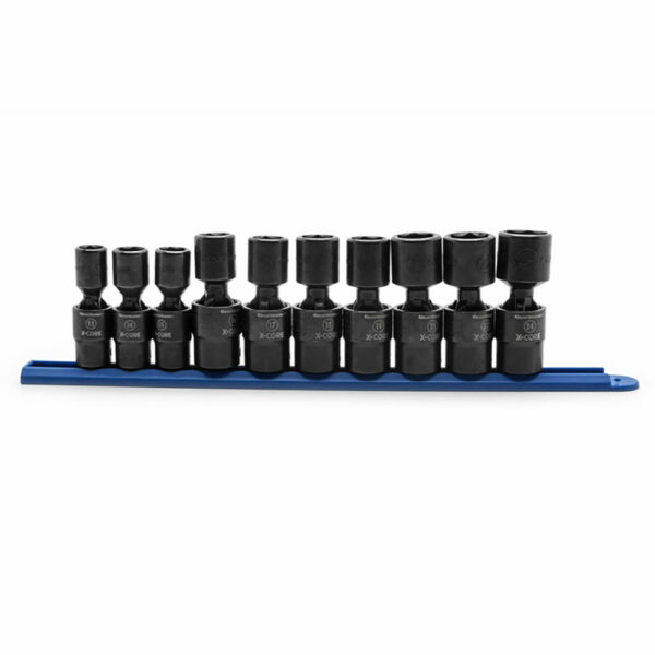 GearWrench 84979 10pc 1/2'' Drive 6 Point Standard X-Core Pinless Universal Impact Metric Socket Set