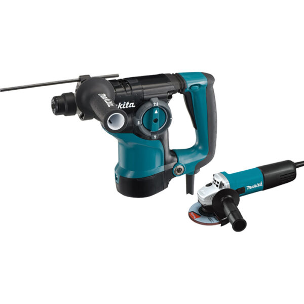 HR2811FX Makita Corded 1-1/8'' SDS-PLUS Rotary Hammer and 4-1/2'' Angle Grinder
