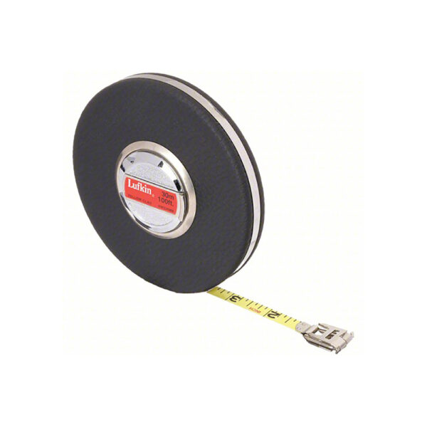 Lufkin HW226ME 3/8'' x 30m/100' Banner SAE/Metric Yellow Clad Dual Sided Long Blade Tape Measure