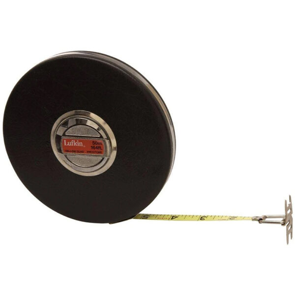Lufkin HW227CME 3/8'' x 50m/164' Banner SAE/Metric Yellow Clad Dual Sided Long Blade Tape Measure