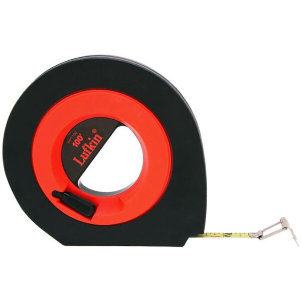 Lufkin HYT100 3/8'' x 100' Hi-Viz Speedwinder Yellow Clad Long Blade Steel Tape Measure