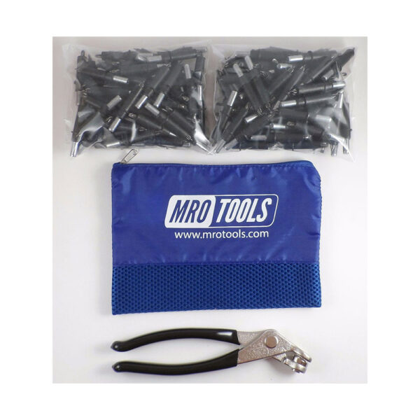 K1S250-5/32 Set of 250 5/32 Standard Plier Operated Cleco Fasteners + Cleco Pliers w/ Polyester Carry Bag