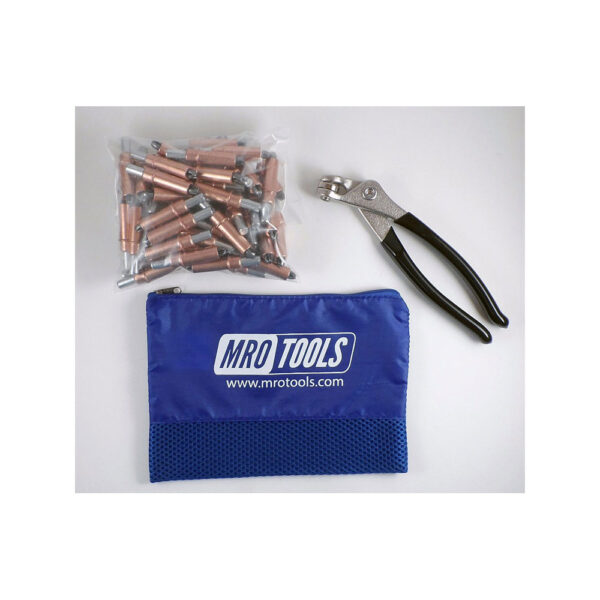 K1S50-1/4 Set of 50 1/4 Standard Plier Operated Cleco Fasteners + Cleco Pliers w/ Polyester Carry Bag