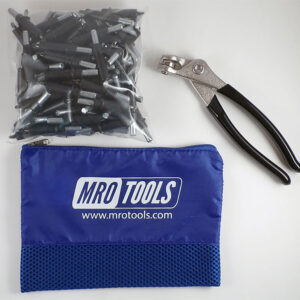 K1S50-5/32 Set of 50 5/32 Standard Plier Operated Cleco Fasteners + Cleco Pliers w/ Polyester Carry Bag