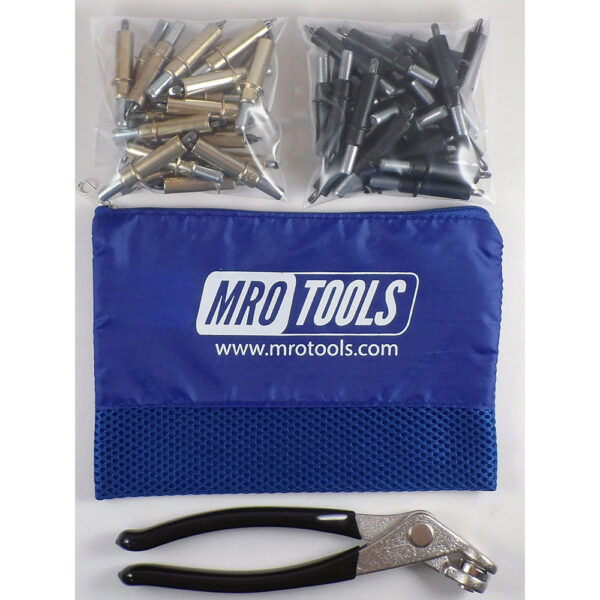 K4S50-4 Set of 25 3/16'' & 25 5/32'' Standard Cleco Fasteners w/ Mesh Carry Bag