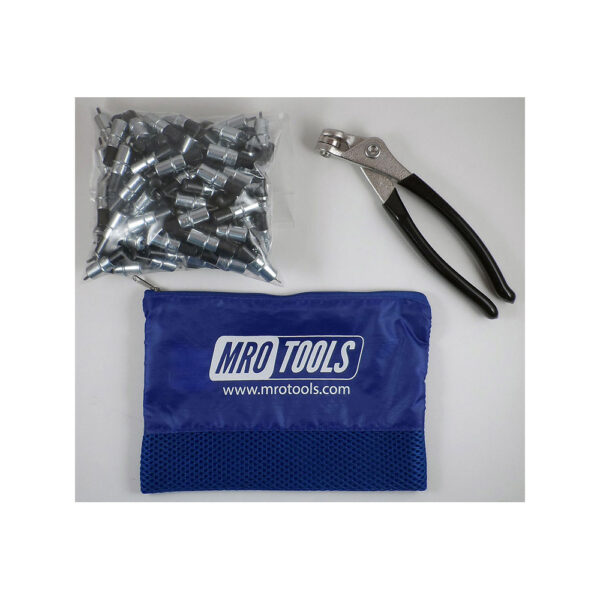 KK1S50-3/32 Set of 50 3/32 Extra Short Plier Operated Cleco Fasteners + Cleco Pliers w/ Polyester Carry Bag