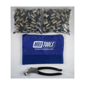 KK1S200-3/16 Set of 200 3/16 Extra Short Plier Operated Cleco Fasteners + Cleco Pliers w/ Polyester Carry Bag