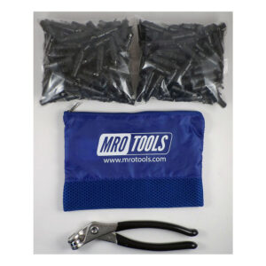 KK1S350-5/32 Set of 350 5/32 Extra Short Plier Operated Cleco Fasteners + Cleco Pliers w/ Polyester Carry Bag