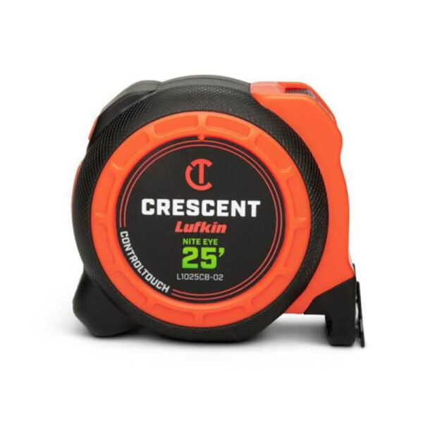 Lufkin L1025CB-02 1-3/16'' x 25' CONTROLTOUCH Nite Eye Black Clad Tape Measure