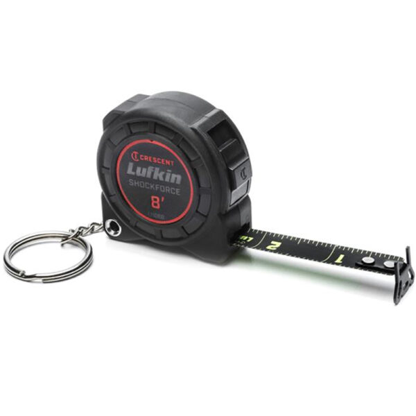 Lufkin L1108BC 1/2'' x 8' Shockforce Nite Eye Keychain Tape Measure, Carded
