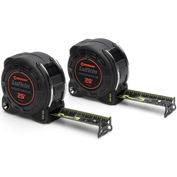 Lufkin L1225BSET2V-02 1-1/4'' x 25' Shockforce Nite Eye G2 Tape Measure - 2PK