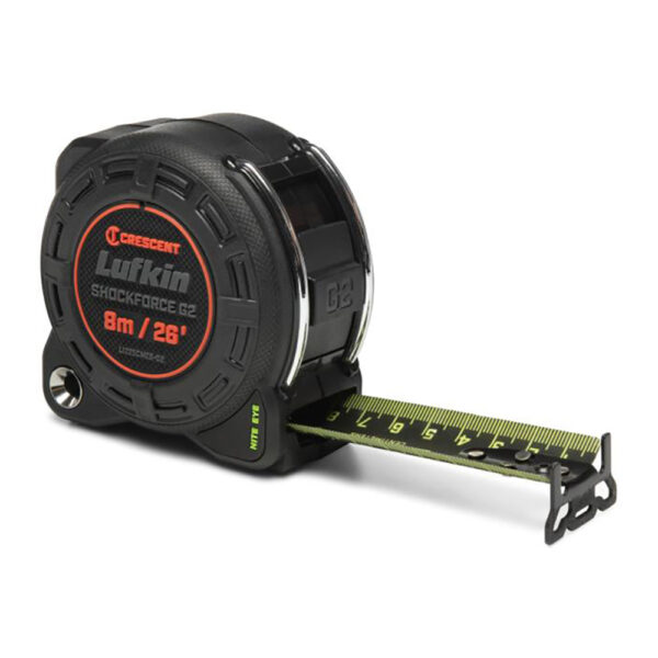 Lufkin L1225CMEB-02 1-1/4'' x 8m/26' Shockforce Nite Eye G2 Tape Measure