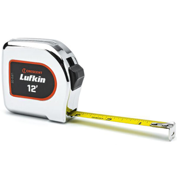 Lufkin L912-02 1/2'' x 12' Chrome Case Yellow Clad Tape Measure
