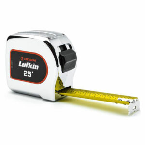 Lufkin L925CME-02 1-1/8'' x 8m/26' Chrome Case Yellow Clad Tape Measure