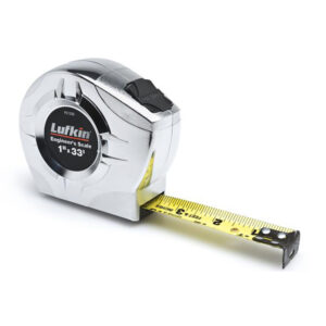 Lufkin P2133DN 1'' x 33' P2000 Series Chrome Case Yellow Clad A4 Blade Power Return Tape Measure