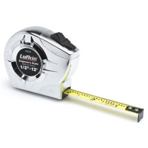 Lufkin P2212XN 1/2'' x 12' P2000 Series Chrome Case Yellow Clad A7 Blade Power Return Tape Measure