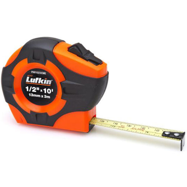 Lufkin PHV1023CMEN 1/2'' x 3m/10' P1000 Series SAE/Metric Yellow Clad A30 Blade Power Return Tape Measure
