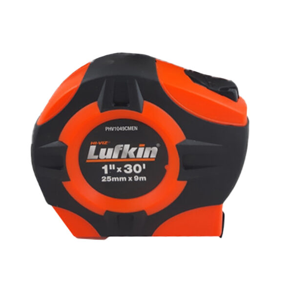 Lufkin PHV1049CMEN 1'' x 9m/30' P1000 Series SAE/Metric Yellow Clad A30 Blade Power Return Tape Measure