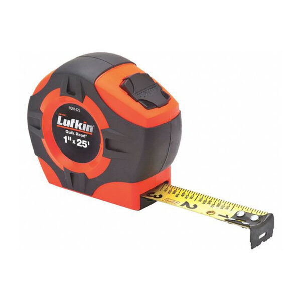Lufkin PQR1425N 1'' x 25' Quikread Power Return Yellow Clad Tape Measure