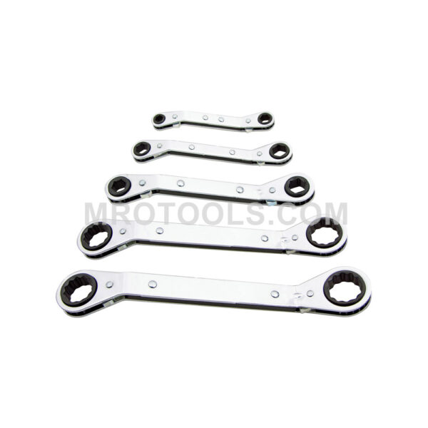 Lang ROWM-5 Offset Vinyl Pouch Ratcheting Box Wrench 5 Piece Set, Metric