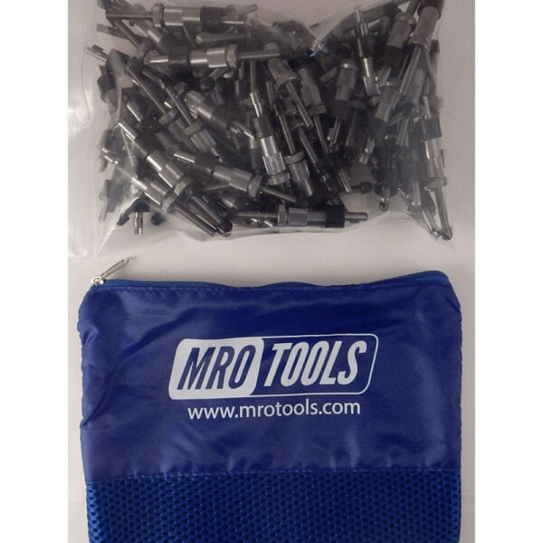 SEL2S100-3/16 No-Mar 3/16'' Skin Pins 100 Piece Kit w/ Carry Bag