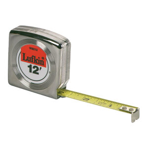Lufkin W9212 1/2'' x 12' Mezurall Chrome Case Yellow Clad Power Return Tape Measure
