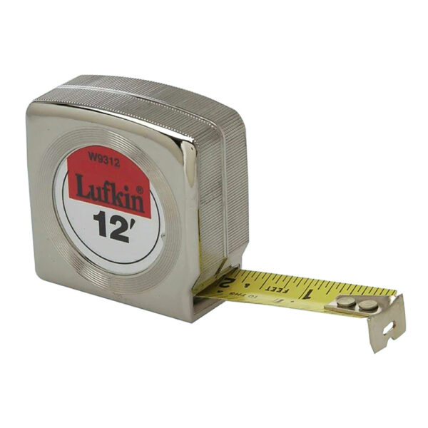 Lufkin W9312 3/4'' x 12' Mezurall Chrome Case Yellow Clad Power Return Tape Measure