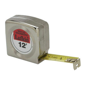 Lufkin W9312D 3/4'' x 12' Mezurall Chrome Case Engineer's Yellow Clad Power Return Tape Measure