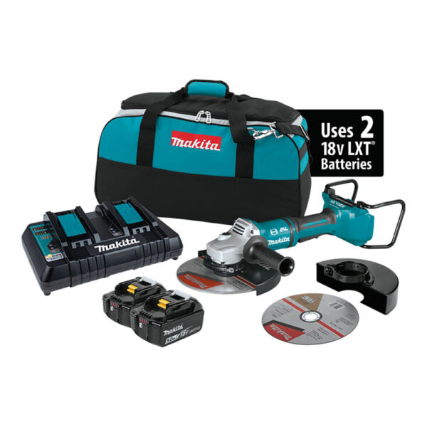 XAG13PT1 Makita 36V (Makita 18V X2) LXT Brushless 9'' Paddle Switch Cut-Off/Angle Grinder Kit, With Electric Brake (5.0Ah)
