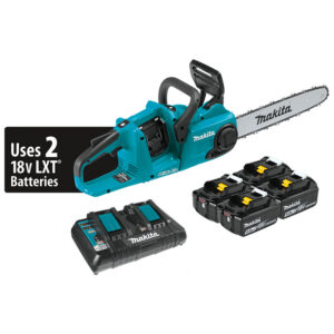 XCU03PT1 Makita 36V (18V X2) LXT Brushless 14'' Chain Saw Kit with 4 Batteries (5.0Ah)