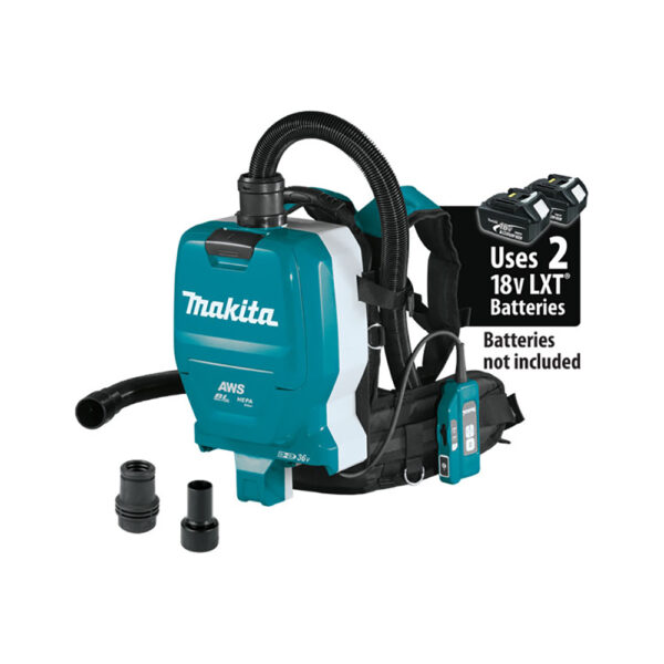 XCV10ZX Makita 36V (18V X2) LXT Brushless 1/2 Gallon HEPA Filter Backpack Dry Dust Extractor, AWS Capable, Tool Only