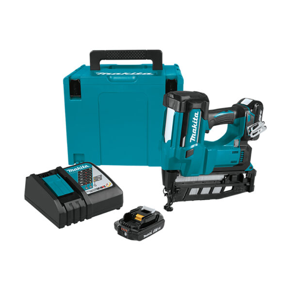 XNB02RJ Makita 18V LXT Lithium-Ion Cordless 2-1/2'' Straight Finish Nailer Kit, 16 Ga. (2.0Ah)