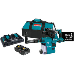 XRH08PTW Makita 36V (18V X2) LXT Brushless 1-1/8'' SDS-PLUS AVT Rotary Hammer Kit, w/ HEPA Dust Extractor (5.0Ah)