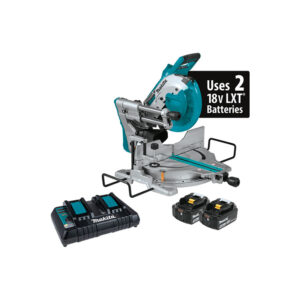 XSL06PT Makita 36V (18V X2) LXT Brushless 10'' Dual-Bevel Sliding Compound Miter Saw with Laser Kit (5.0Ah)