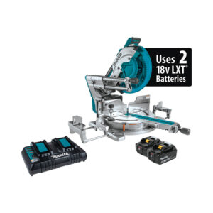 XSL08PT Makita 36V (18V X2) LXT Brushless 12'' Dual-Bevel Sliding Compound Miter Saw Kit, AWS Capable and Laser (5.0Ah)