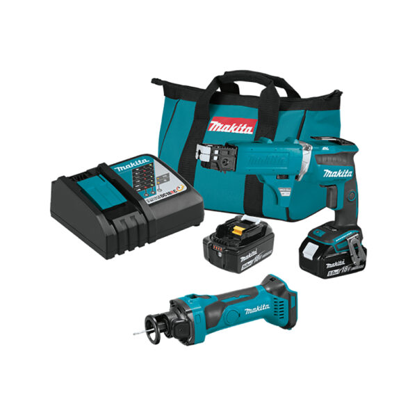 XT255TX2 Makita 18V LXT Lithium-Ion Cordless 2PC Combo Kit with Collated Autofeed Screwdriver Magazine (5.0Ah)