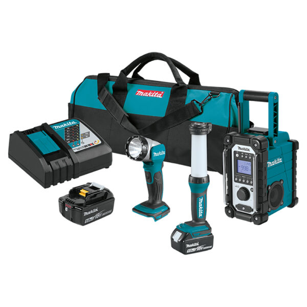 XT338T Makita 18V LXT Lithium-Ion Cordless Emergency Preparedness 3PC Combo Kit (5.0Ah)