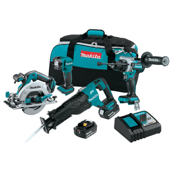 XT454T Makita 18V LXT Lithium-Ion Brushless Cordless 4PC Combo Kit (5.0Ah)