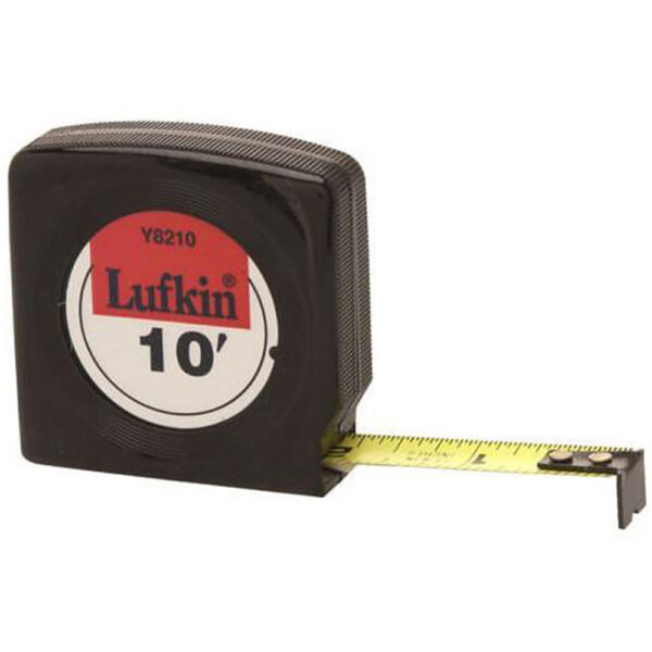 Lufkin Y8210 1/2'' x 10' Mezurall Black Case Yellow Clad Economy Power Return Tape Measure