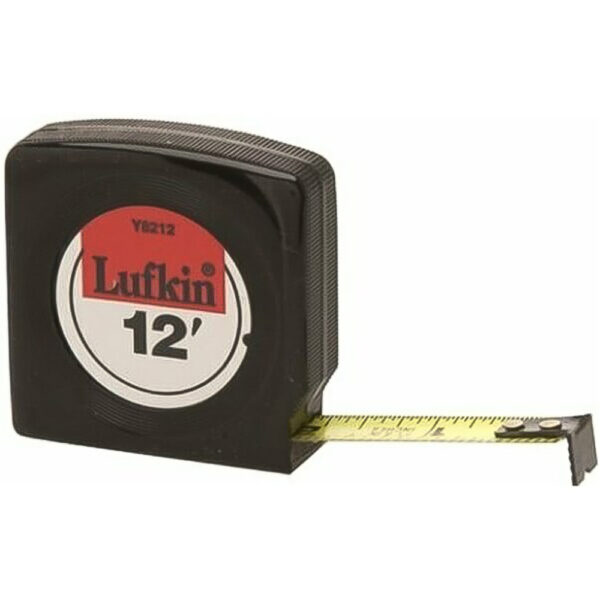 Lufkin Y8212 1/2'' x 12' Mezurall Black Case Yellow Clad Economy Power Return Tape Measure