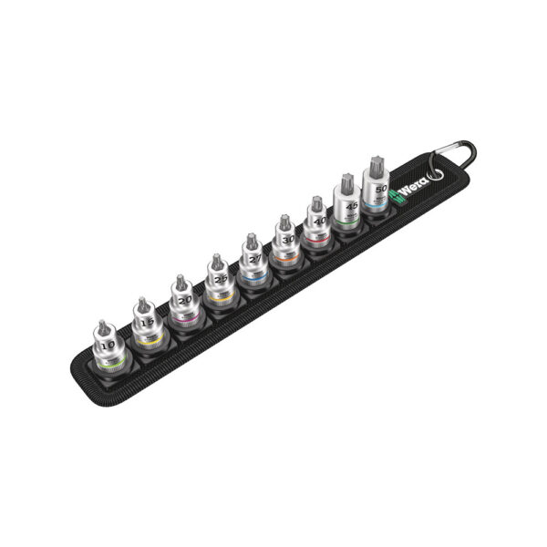 Wera 05003972001 9 Pc. Belt B 3 TORX HF 3/8'' Zyklop Bit Socket Set w/ Holding Function