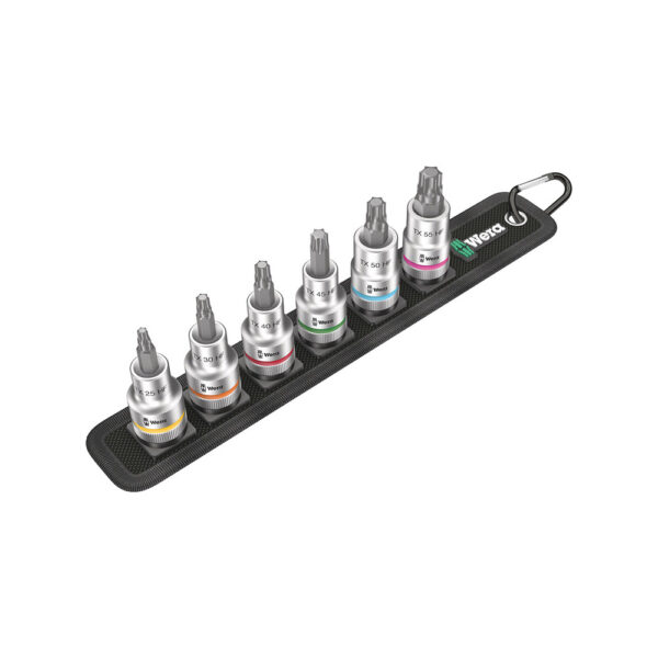 Wera 05003997001 6 Pc. Belt C 3 TORX HF 1/2'' Zyklop Bit Socket Set w/ Holding Function