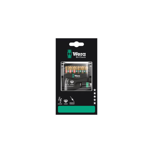 Wera 05136392001 12 Pc. Diamond 1 SB Bit-Check